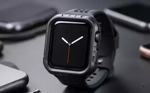 Nahaufnahme einer Apple Watch in einer Schutzhülle, die ihr robustes Design und digitales Display zeigt. - Foto: über boerse-global.de