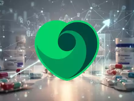 Eine abstrakte, atmosphärische Szene, die den E-Apotheken-Sektor darstellt, mit einem optimistischen digitalen Netzwerk und pharmazeutischen Elementen. - Foto: über boerse-global.de