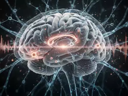 Ein stilisiertes menschliches Gehirn mit leuchtenden neuronalen Pfaden und komplexen synaptischen Verbindungen, die Signalverzögerungen darstellen. - Foto: über boerse-global.de