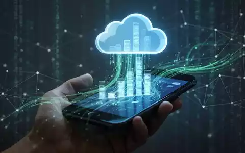 Smartphone-Bildschirm mit Datenfluss in Cloud-Symbol, neue Android-Speicherrichtlinie. Digitale Speicherbalken sichtbar. - Foto: über boerse-global.de