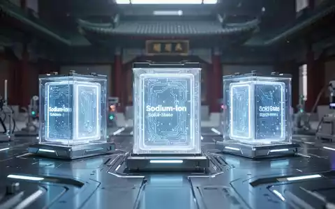 Nahaufnahme von futuristischen, leuchtenden Natrium-Ionen- und Festkörperbatteriezellen in einer Hightech-Laborumgebung. - Foto: über boerse-global.de