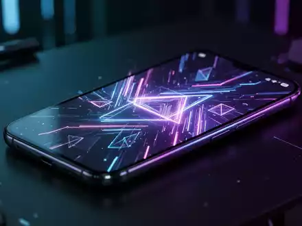 Nahaufnahme eines modernen Smartphone-Bildschirms mit komplexer, leuchtender digitaler Oberfläche, die ein Software-Update darstellt. - Foto: über boerse-global.de