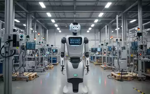 Ein humanoider Roboter steht in einer hell erleuchteten Industrie-Trainingsanlage, symbolisiert die 'Roboterschulen' für reale Fähigkeiten. - Foto: über boerse-global.de