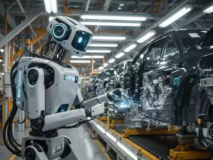 Humanoid-Roboter an einer Automobil-Montagelinie, symbolisiert Hyundais Investition in Robotik und Boston Dynamics. - Foto: über boerse-global.de