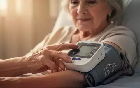 Nahaufnahme der Hand einer Frau über 50, die eine Blutdruckmanschette hält, mit unscharfem Hintergrund, der Gesundheit und Management symbolisiert. - Foto: über boerse-global.de