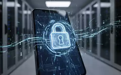 Nahaufnahme eines Smartphone-Bildschirms mit einem digitalen Sicherheitsschloss-Symbol und fließendem Binärcode. - Foto: über boerse-global.de