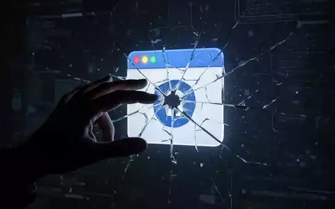 Eine Hand greift nach einem leuchtenden, fragmentierten Browser-Erweiterungssymbol auf einem dunklen digitalen Bildschirm, das eine Sicherheitslücke symbolisiert. - Foto: über boerse-global.de