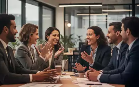 Eine Gruppe von Geschäftsleuten interagiert in einem modernen Büro, symbolisiert soziale Kompetenzen und Zusammenarbeit. - Foto: über boerse-global.de