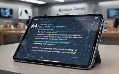 Ein Tablet-Bildschirm mit KI-generierten Notizen und einer Zusammenfassung einer Kundeninteraktion, im Hintergrund ein unscharfer Apple Store. - Foto: über boerse-global.de
