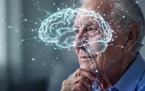 Eine stilisierte, leuchtende Darstellung eines Gehirns oder neuronalen Netzwerks ĂŒber dem Profil einer nachdenklichen Ă€lteren Person. - Foto: ĂŒber boerse-global.de