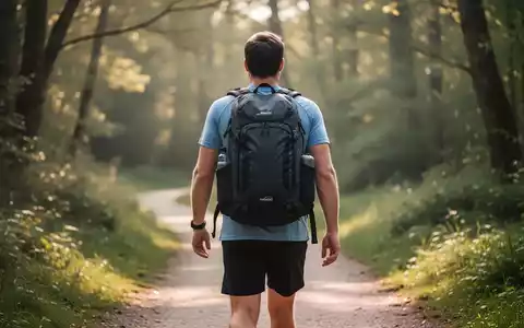 Eine Person geht mit einem gewichteten Rucksack auf einem Naturpfad, was körperliche Aktivität und mentale Fitness symbolisiert. - Foto: über boerse-global.de