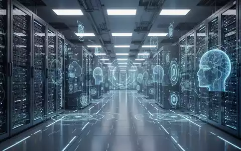 Modernes, hell erleuchtetes Rechenzentrum mit Reihen schlanker, leuchtender Server-Racks und modernster Supercomputer-Ausrüstung. - Foto: über boerse-global.de
