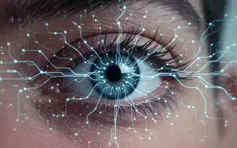 Nahaufnahme eines menschlichen Auges mit Überlagerungen, die neuronale Aktivität und Blickverfolgung darstellen, vor einem unscharfen Hintergrund. - Foto: über boerse-global.de