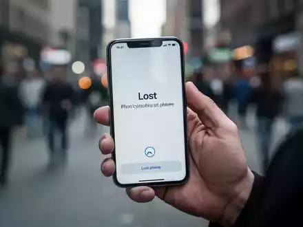 Eine Hand hält ein Smartphone mit einer Verlustmeldung auf dem Bildschirm in einer leicht verschwommenen urbanen Umgebung. - Foto: über boerse-global.de