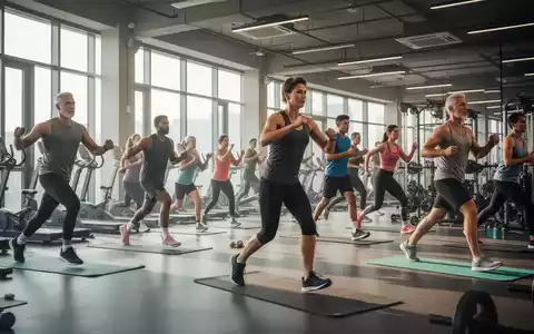 Eine vielfältige Gruppe von Menschen verschiedenen Alters nimmt gleichzeitig an Fitnesskursen in einem modernen Fitnessstudio teil. - Foto: über boerse-global.de