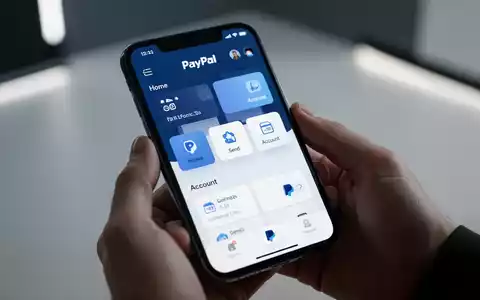 Nahaufnahme eines Smartphones mit der neu gestalteten PayPal-App und drei Navigations-Tabs: Startseite, Senden und Konto. - Foto: über boerse-global.de