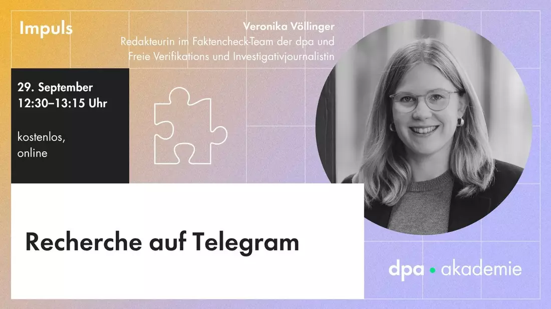 Recherche auf Telegram | dpa Akademie - Bild: presseportal.de