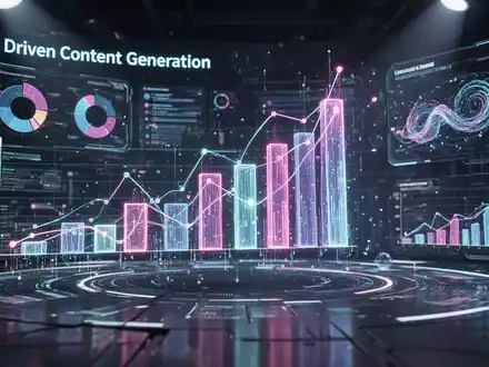Futuristisches digitales PrĂ€sentationsinterface mit dynamischen 3D-Diagrammen und leuchtenden Datenvisualisierungen, die KI und Animation symbolisieren. - Foto: ĂŒber boerse-global.de