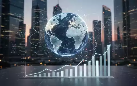Ein stilisierter digitaler Globus mit Finanzdatenvisualisierungen und einem subtilen Balkendiagramm im Vordergrund, der globale Finanzmärkte darstellt. - Foto: über boerse-global.de