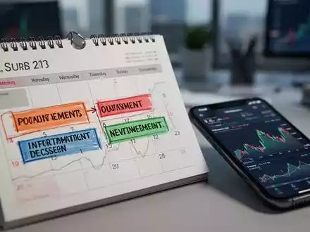 Kalenderseite mit zwei markierten Terminen am selben Tag, daneben ein Smartphone mit Finanzcharts, symbolisiert wichtige Termine für kleinere Unternehmen. - Foto: über boerse-global.de