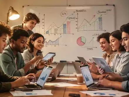 Eine vielfältige Gruppe junger Erwachsener in einem Finanzworkshop, die sich über Vermögensaufbau und finanzielle Bildung austauschen. - Foto: über boerse-global.de