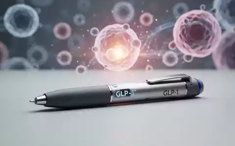 Ein GLP-1-Injektionspen liegt auf einer Oberfläche, mit angedeuteten gesunden Hautzellen im unscharfen Hintergrund. - Foto: über boerse-global.de