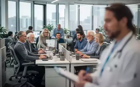 Eine Gruppe von Mitarbeitern unterschiedlichen Alters arbeitet in einem modernen Büro. Fokus auf Gesundheit und Ergonomie am Arbeitsplatz. - Foto: über boerse-global.de