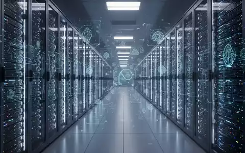 Ein riesiges, futuristisches Rechenzentrum mit beleuchteten Serverracks, das die immense Rechenleistung für fortschrittliche KI-Infrastruktur symbolisiert. - Foto: über boerse-global.de