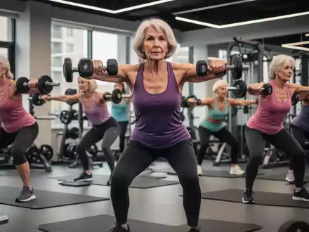 Ältere Frauen unterschiedlichen Alters beim Krafttraining mit Hanteln und Körpergewicht in einem Fitnessstudio, um Muskeln und Knochen zu stärken. - Foto: über boerse-global.de
