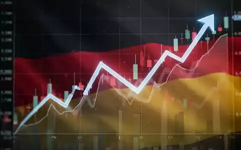Grafische Darstellung eines fallenden Finanzcharts mit angedeuteter deutscher Flagge im Hintergrund, symbolisiert sinkende Körperschaftsteuer. - Foto: über boerse-global.de