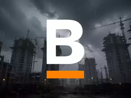 Abstrakte, atmosphärische Darstellung des Immobilienmarktes unter stürmischem Himmel, mit Andeutungen von Architektur und Entwicklung. - Foto: über boerse-global.de