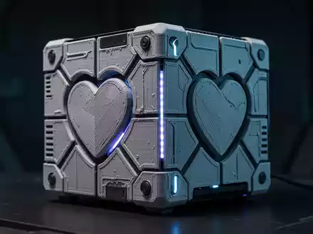 Eigenbau-3D-Druck-GehĂ€use in Form des Weighted Companion Cube aus Portal, mit Steam Machine. - Foto: ĂŒber boerse-global.de