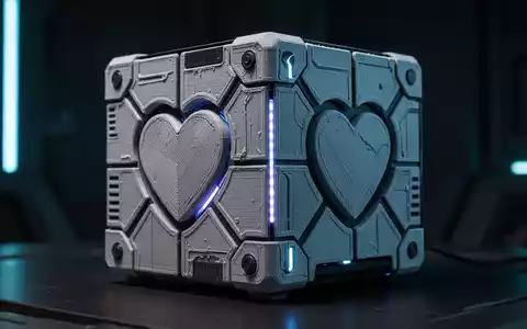 Eigenbau-3D-Druck-GehĂ€use in Form des Weighted Companion Cube aus Portal, mit Steam Machine. - Foto: ĂŒber boerse-global.de