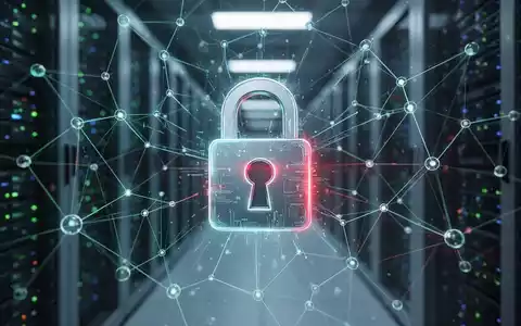 Ein digitales Vorhängeschloss-Symbol über einem Netzwerk aus leuchtenden Datenlinien und verbundenen Knoten, das Datenschutz und Cybersicherheit symbolisiert. - Foto: über boerse-global.de