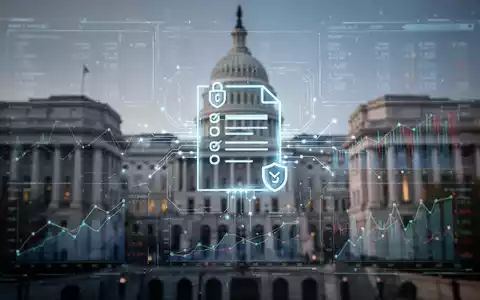 Eine digitale Schnittstelle mit Finanzdaten und einer elektronischen Rechnung vor einem unscharfen Hintergrund von Regierungsgebäuden. - Foto: über boerse-global.de