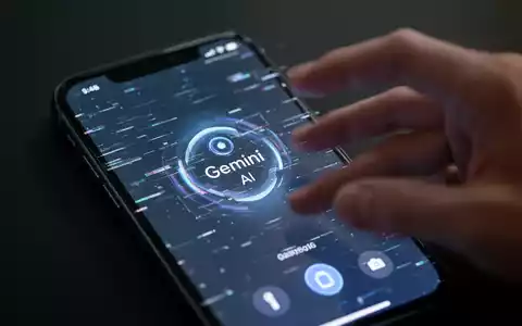 Ein Smartphone-Sperrbildschirm mit einem Gemini AI-Interface, das einen subtilen Glitch-Effekt aufweist. Eine Hand führt eine Multi-Touch-Geste aus. - Foto: über boerse-global.de