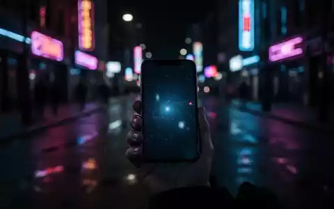 Eine dunkle Straße bei Nacht, ein Smartphone leuchtet schwach in einer Hand, mit verschwommenem Stadtbild im Hintergrund. - Foto: über boerse-global.de