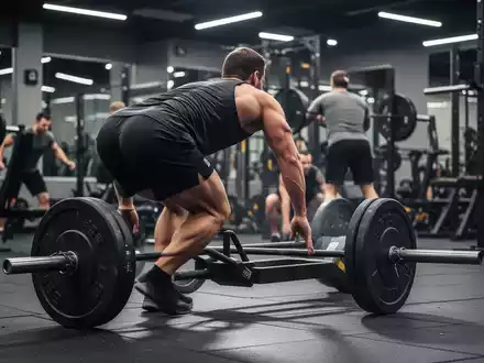 Ein Athlet schiebt einen Gewichtsschlitten in einem Fitnessstudio, um Kraft und Ausdauer für Hyrox-Wettbewerbe zu trainieren. - Foto: über boerse-global.de