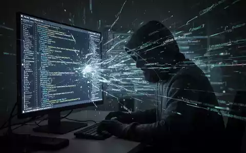 Eine schattenhafte Figur betrachtet einen Monitor mit Code und Datenströmen, Symbol für digitale Eindringlinge und Überwachung. - Foto: über boerse-global.de