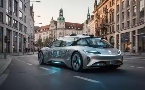 Ein autonomes Fahrzeug fährt durch eine Münchner Straße, Symbol für den Wettbewerb in der selbstfahrenden Technologie. - Foto: über boerse-global.de