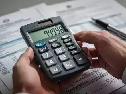 Nahaufnahme einer Hand, die einen Taschenrechner mit Zahlen hält, im Hintergrund verschwommene Finanzdokumente. - Foto: über boerse-global.de