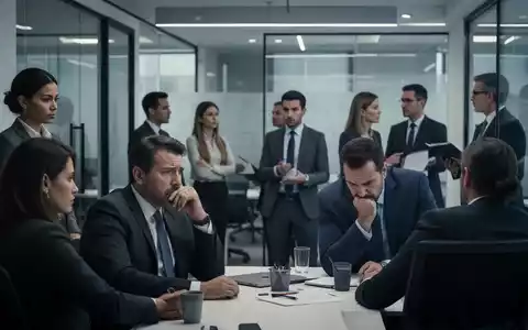 Professionelle Szene von Geschäftsleuten in einem modernen Büro, die Nachdenklichkeit und Unsicherheit über berufliche Veränderungen widerspiegelt. - Foto: über boerse-global.de