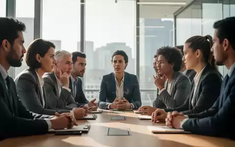 Eine Gruppe von Fachkräften in einem Workshop, die sich intensiv austauschen, symbolisiert Gesprächsführung und Konfliktbewältigung. - Foto: über boerse-global.de