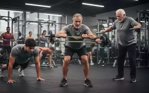 Menschen unterschiedlichen Alters, die verschiedene BauchmuskelĂŒbungen wie Planks und WiderstandsbandĂŒbungen durchfĂŒhren, in einem Fitnessstudio. - Foto: ĂŒber boerse-global.de