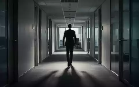 Eine verschwommene Person geht einen langen, leeren Büroflur entlang, was Isolation und Stress symbolisiert. - Foto: über boerse-global.de