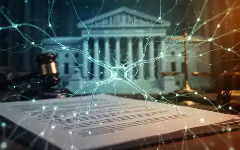 Abstrakte Darstellung von KI-Technologie und rechtlichen Dokumenten, die die Schnittstelle zwischen künstlicher Intelligenz und Gesetzgebung symbolisiert. - Foto: über boerse-global.de