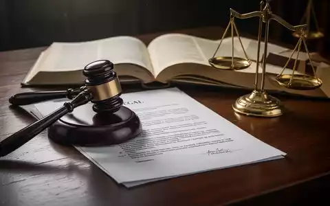 Ein juristisches Dokument mit einem Paragraphenzeichen, umgeben von einem Hammer, einem offenen Buch und einer Waage der Gerechtigkeit. - Foto: über boerse-global.de