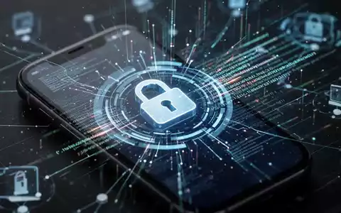 Smartphone-Bildschirm mit digitalem Schloss-Symbol und abstrakten Codezeilen, Symbol für Cybersicherheit und Datenschutz. - Foto: über boerse-global.de