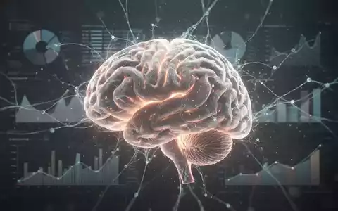 Eine stilisierte, leuchtende Gehirngrafik mit Datenvisualisierungen und neuronalen Netzwerken vor einem gedämpften Hintergrund. - Foto: über boerse-global.de