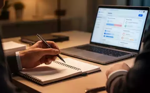 Eine Hand mit einem Stift über einem Notizbuch auf einem Schreibtisch, symbolisiert Konzentration und Produktivität. - Foto: über boerse-global.de